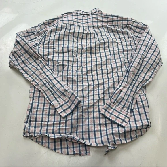 banana republic men’s pink blue flannel button down shirt M Cotton L36-8 - Picture 3 of 5